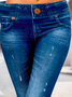 Lässig Unifarben Herbst Hoch Elastizität Täglich Heiß Liste Denim H-Linie Regelmäßig Jeans für Damen