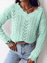 Lässig Unifarben Herbst Täglich Weit Langarm Regelmäßig H-Linie Regelmäßig Größe Pullover für Damen