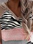Zebra Farbblock Langarm Kapuze Große Größen Lässig Pullover