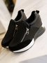 Rund Plateau Sneakers Fashion Seite Reißverschluss Versteckte Höhe Lässig Schuhe