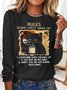 Damen Schwarz Katze Regeln Baumwolle-Gemisch Einfach Langarm Blusen & Shirts