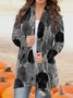 Lässig Langarm Große Größen Print Strickjacke