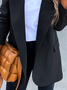 Damen Lässig Unifarben Herbst Polyester Normal Mikroelastizität Weit Revers Ausschnitt Regelmäßig Blazer