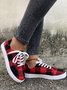 Weihnachten Rot Kariert Schwarz und Weiß Kariert Leopard Lässig Flach Schuhe