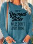 Rundhals Langarm Textbriefe Regelmäßig Mikroelastizität Regelmäßige Passform Bluse für Damen