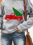 Lässig Weihnachten Langarm Rundhals Print Shirts & Blusen Sweatshirt