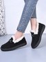 Damen's Unifarben Slip On Kunstpelz Gefüttert Flach Erbsen Schuhe