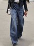 Unifarben Lässig Weit Denim Jeans