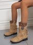 Wolle Patchwork Nieten Warm Zurück Spitze-oben Retro Lässig Stiefelette