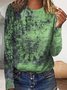 Retro Abstrakt Herbst Mikroelastizität Täglich Weit Jersey Bestseller Rundhals T-Shirt für Damen