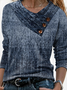 Paisley Print Shirt Geknöpft Jersey Langarm Noracora