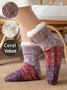 Lässig Zuhause Farbverlauf Korallenfarbe Vlies Socken für den Boden Haufen Haufen Socken Herbst Winter Verdickung Warm Zubehör