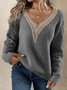 V-Ausschnitt Unifarben Wolle/Stricken Pullover