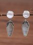 Silber Perle Eingelegt Oberstoff Cropped Ohrringe Lässig jeden Tag Pendler Schmuck