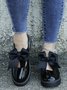 Damen Große Größen Schleife Dekor Ausgehöhlt Slip On Mary Jane Schuhe