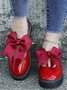 Damen Große Größen Schleife Dekor Ausgehöhlt Slip On Mary Jane Schuhe