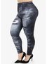 Große Größen 3d Drucken Regelmäßige Passform Lässig Leggings