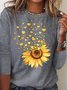 Sonnenblume Jersey Lässig Weit T-Bluse