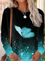Schmetterling Langarm T-Shirt Lässig Elegant für Herbst Noracora