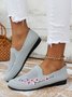 Flach Halbschuhe Geblümt Stickerei Atmungsaktiv Textil Noracora