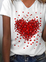 Große Größen Liebe V-Ausschnitt Lässig Locker Kurzarm T-Shirt
