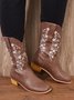 Quadratisch Bestickt Western Cowboystiefel Blockabsatz Stiefelette