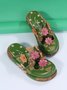 Retro Geblümt Maultiere Verstopfen Schuhe