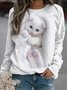 Süße Katze Sweatshirt Regelmäßige Passform Lässig für Herbst Noracora