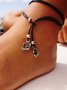 Böhmisch Stil Geblümt Leder Kabel Geschichtet Fußkettchen Strand Urlaub Ethnisch Schmuck