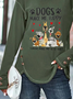 Hunde Briefe Schnalle Langarm Rundhals Lässig Tunika T-Shirt