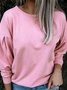 Unifarben Rundhals Weit Lässig T-Shirt
