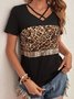 Leopard Print Lässig Kreuzhals T-Shirt