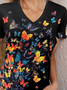 Schmetterling Lässig V-Ausschnitt T-Shirt