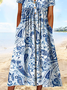Paisley Lässig Kurzarm Kleid