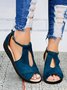 Bequem Sohle Marineblau Ausgehöhlt Peep-Toe-Sandalen