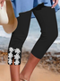 Lässig Unifarben Regelmäßige Passform Spitze Leggings