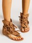 Retro Flach Quaste Cut-Out Zehentrenner-Sandalen