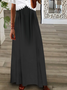 V-Ausschnitt Patchwork Spitze Jersey Lässig Farbblock Lang Kleid