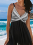 Urlaub V-Ausschnitt Polka Dots Print Schwimmen Kleid