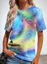 Jersey Lässig Tie-Dye-Muster T-Shirt