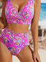 Urlaub Ethnisch Print V-Ausschnitt Bikini-Set