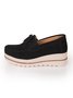 Leder Veloursleder Quaste Schleife Klassisch Keil Plateau-Schuhe
