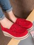 Leder Veloursleder Quaste Schleife Klassisch Keil Plateau-Schuhe