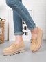 Leder Veloursleder Quaste Schleife Klassisch Keil Plateau-Schuhe