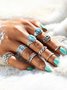 10stk Böhmisch Ethnisch Muster Ring Set Retro Urlaub Strand Schmuck