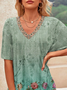 Blumenmuster Tunika V-Ausschnitt Paisley Retro Stil Lässig Urlaub Noracora