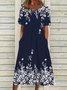 Lässig Print Rundhals Jersey Kleid