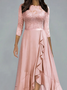 Spitze AbendKleid/Brautkleid Volant Schoss 3/4 Ärmel Rundhals Noracora