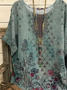 Blumenmuster Tunika/Shirt Paisley Retro Mode Rundhals Kurzarm Noracora