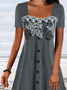 Lässig Schnalle Jersey Patchwork Spitze Kleid